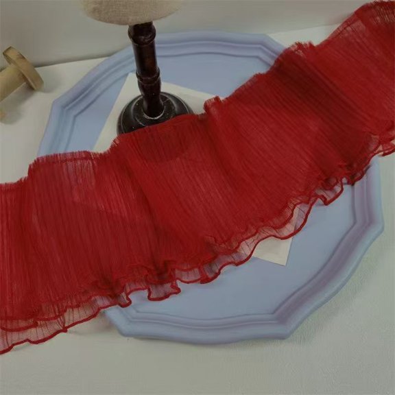 Three layer Soft Lace Trim, 15cm Burgundy 6 Yards Lace Material Fabric for Dress Decoration
