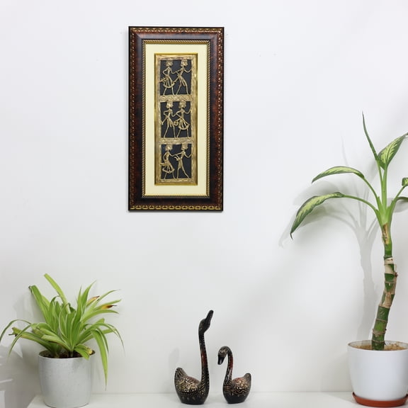 Three-layered Dhokra Art Tribal Dancing Couple – Wall Decor Product