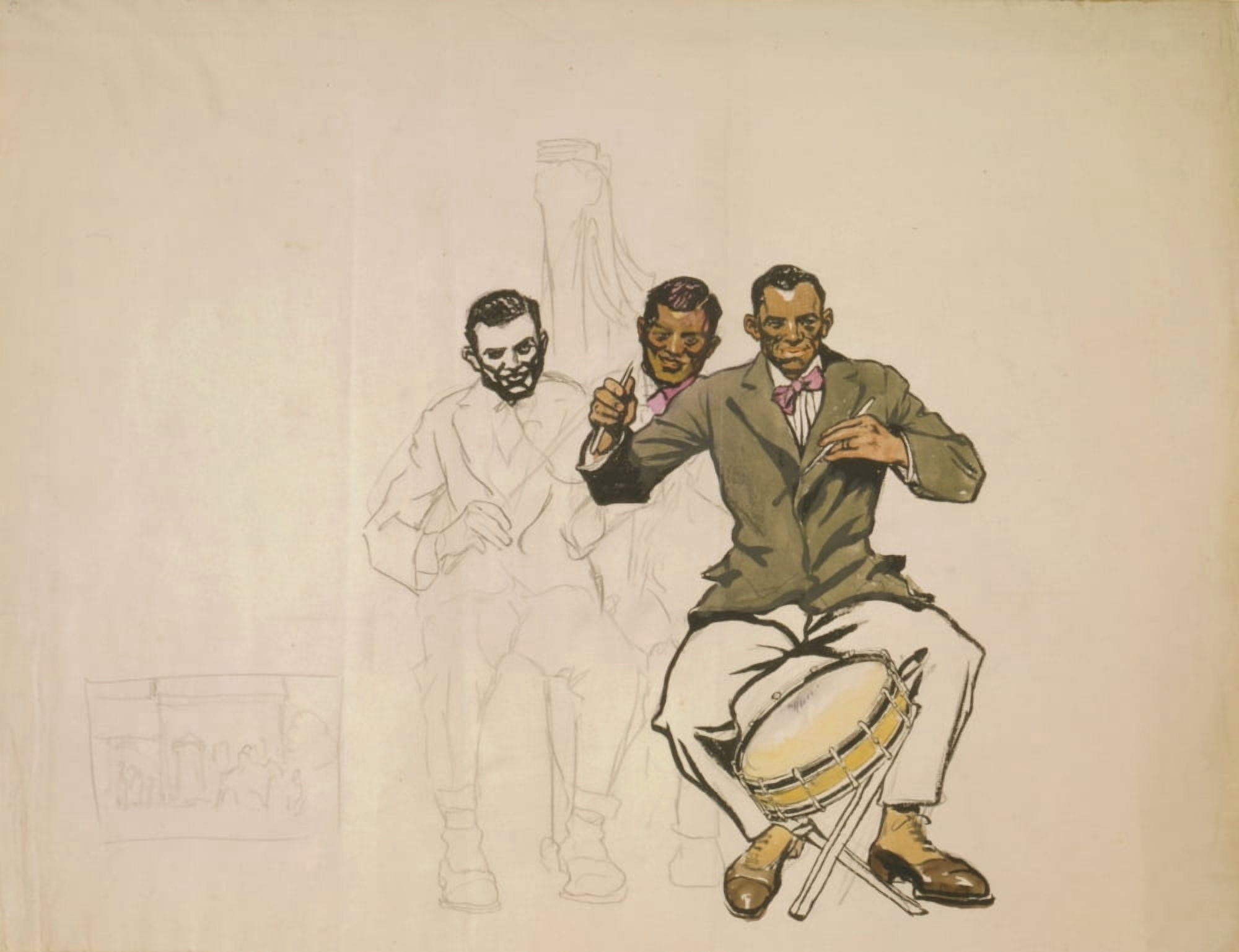 Three men in orchestra Canvas Art - Edward Penfield (18 x 24)