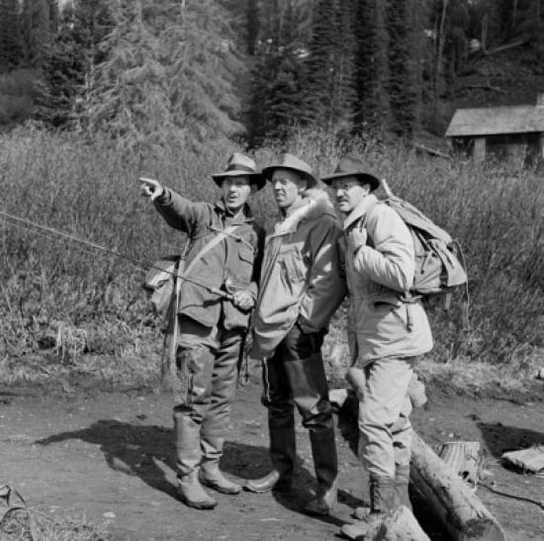 Three men on fishing trip Canvas Art - (24 x 36)