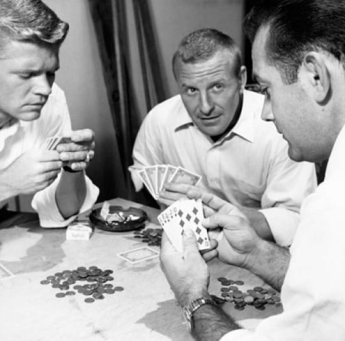 Three mid adult men playing poker Canvas Art - (18 x 24)