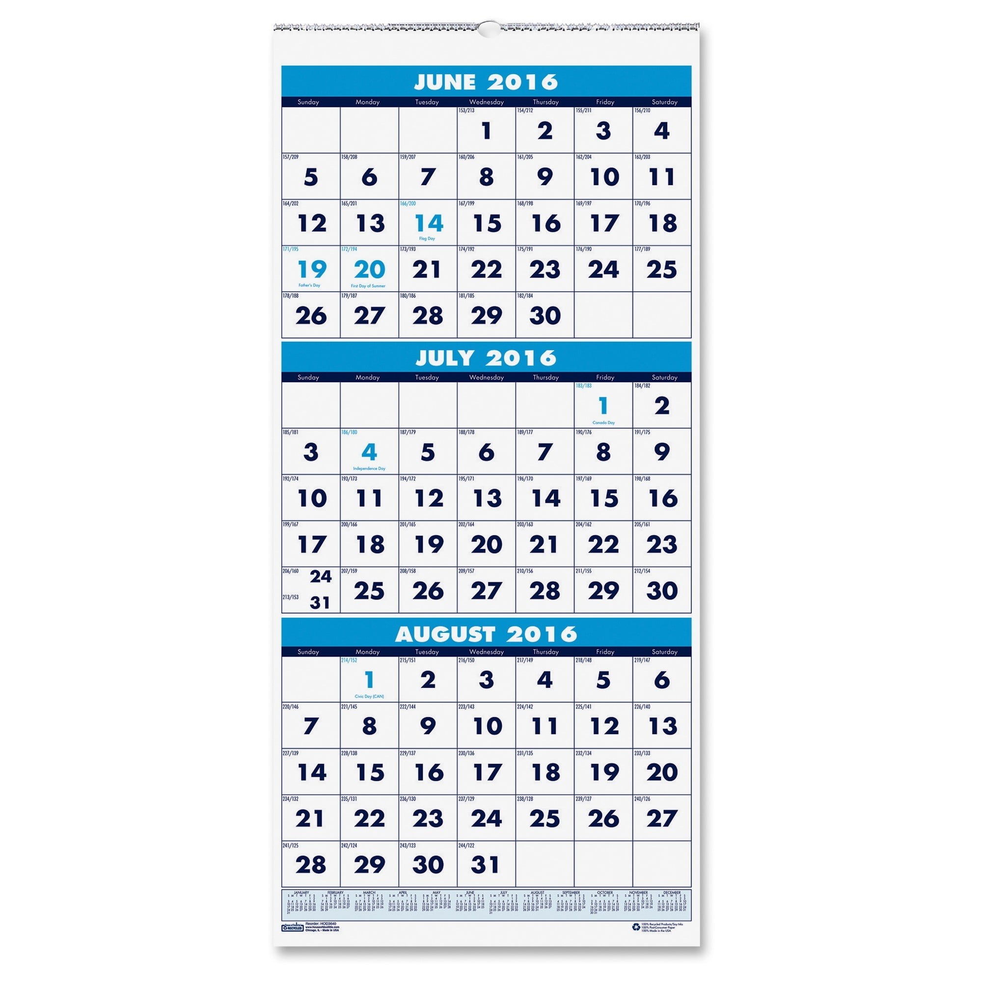 Three-month Horizontal Wall Calendar-2PK - Walmart.com