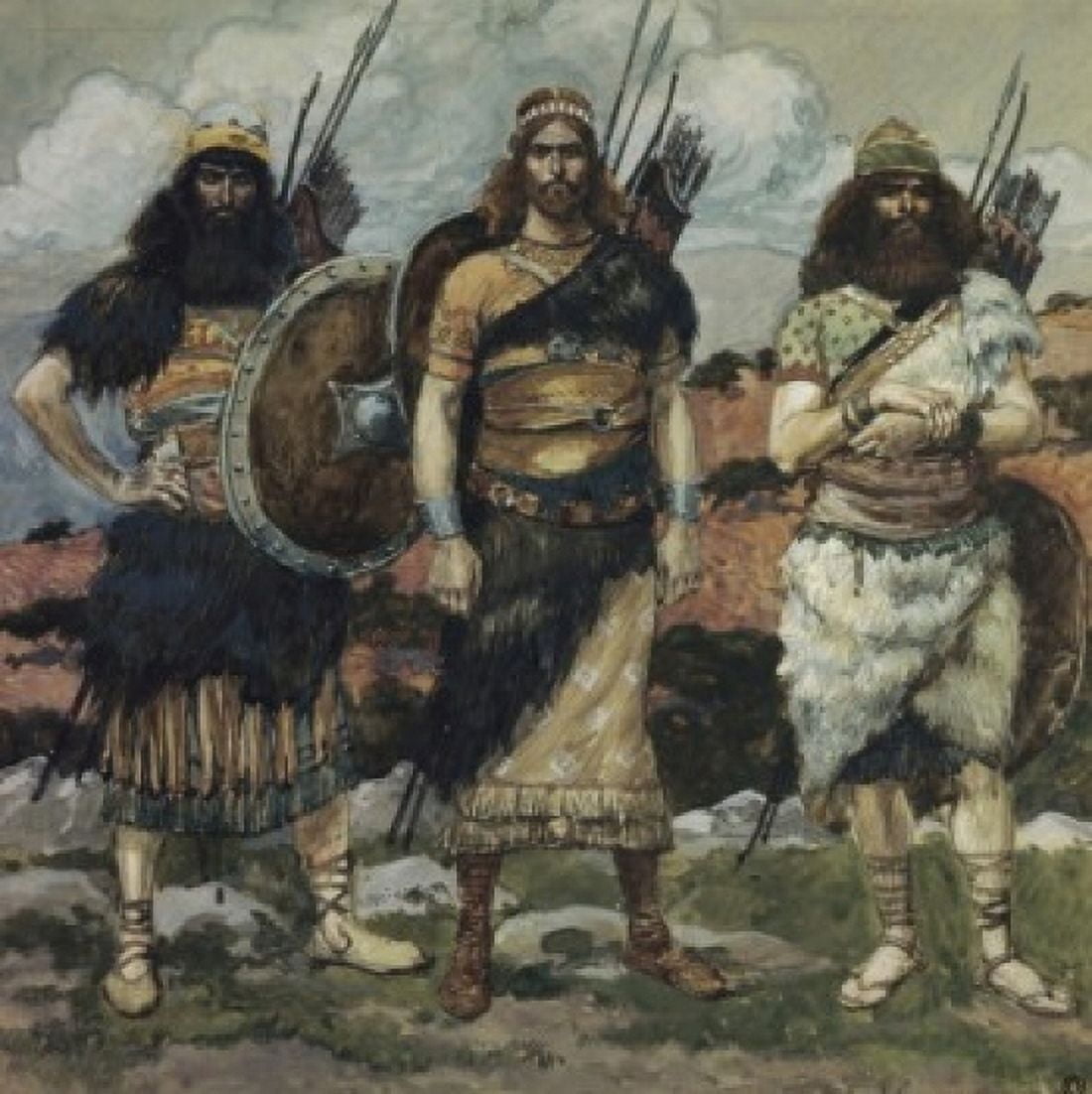 Three of Davids Captains James Tissot (1836-1902French) Jewish Museum New York USA Canvas Art - James Tissot (24 x 36)