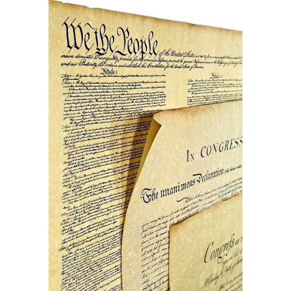 Three  of Freedom Constitution, Declaration of Independence, Bill of Rights