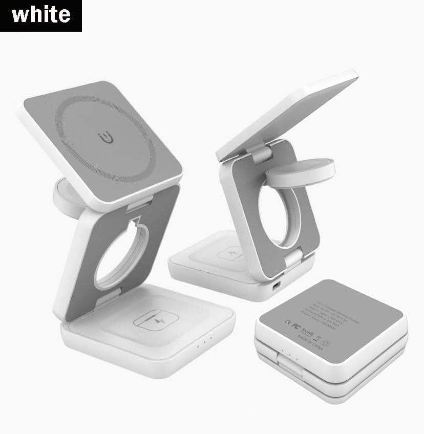 Three in one wireless charging station for Apple multifunctional devices - Foldable magnetic wireless charger base -18W travel charging pad for iPhone 16 15 14 13 12 Pro/Pro Max/Plus/Watch&Airpods