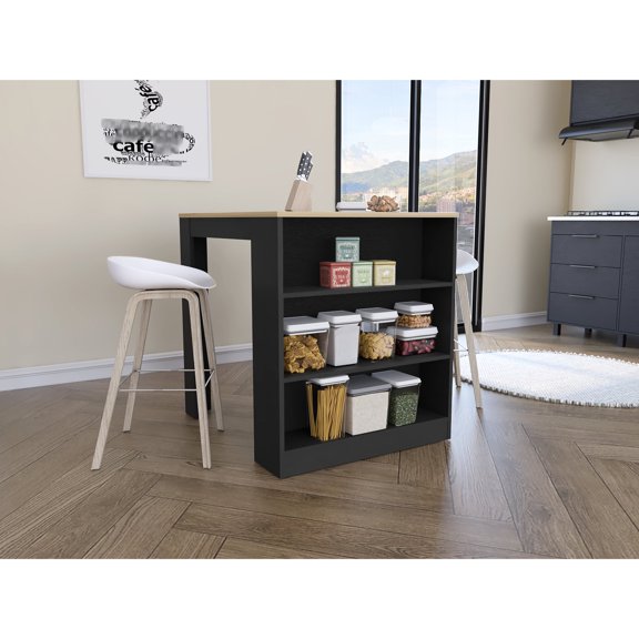 Three open shelves | Function as dining and decor display | Present a stylish kitchen addition