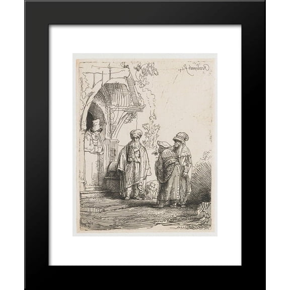 Three oriental figures (Jacob and Laban) 20x24 Framed Art Print by Rembrandt