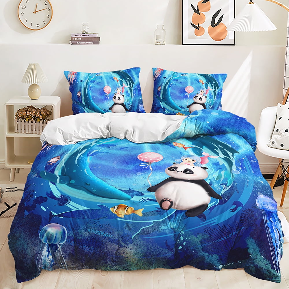 Threepiece Animal Panda Quilt Set Bedding Kit Digital Printing