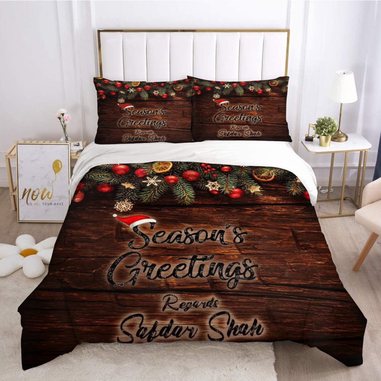 Threepiece Christmas bedding set to enhance the festive atmosphere