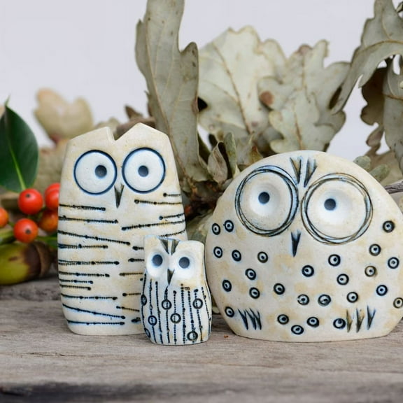Three-piece Owl Set, Lucky Owl Guardian, Animal Statue Gift, Interesting Owl Decoration, Bird Art Statue Home Decoration