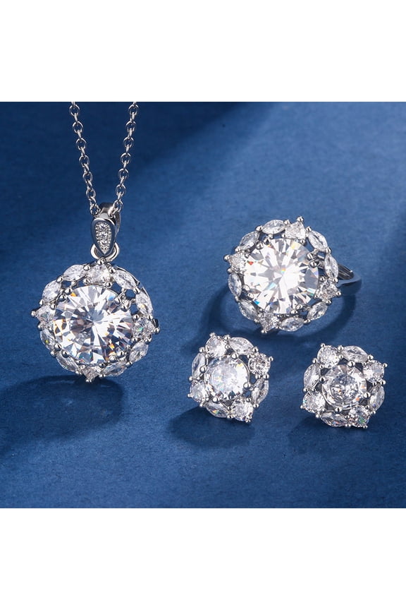 Three-piece Set Colored Gems Set Rings High-end Luxury All-matching Women