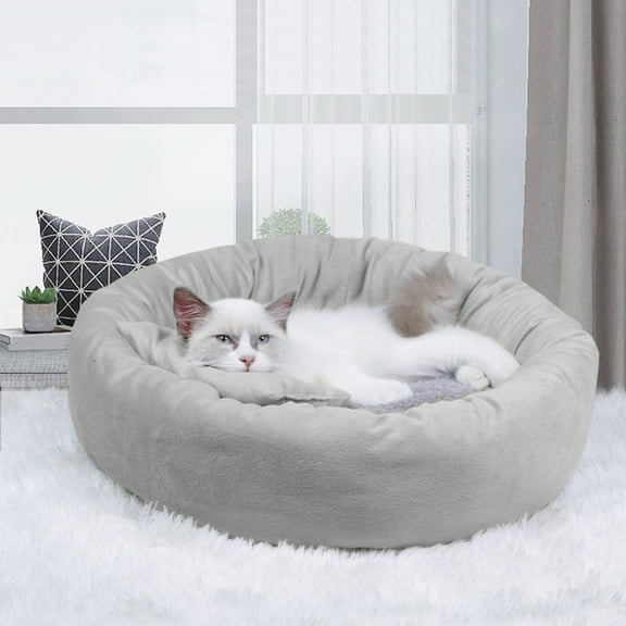 Three-piece Set Of Round Dog Kennel, Dog Mattress, Thickened Dog Kennel Mat For Fall And Winter, With Pillow Around It, Suitable For Puppy Curl Sleeping, Usupdd 2025 Three-piece Set Of Round Dog