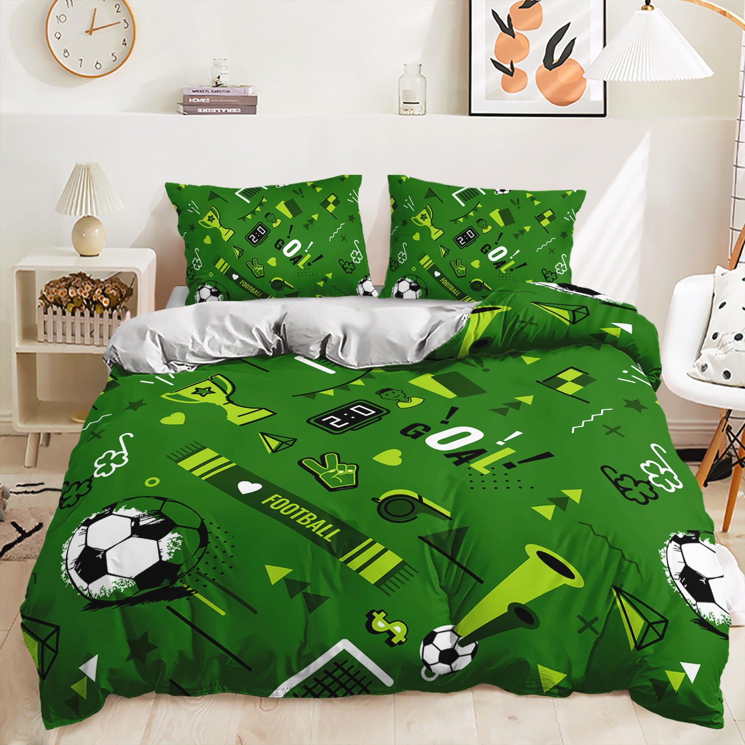 Threepiece World Cup Football Quilt Cover Digital Printing Bedding Kit