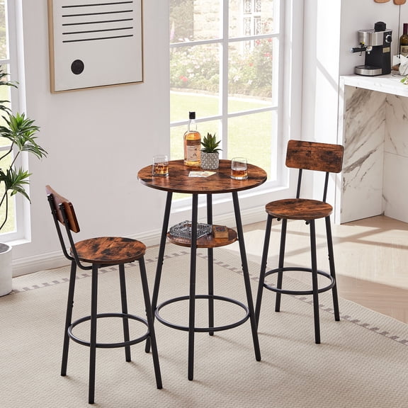 Three - piece bar set | For casual home drinking | Particleboard and PU leather materials | Well - designed backrest for comfort