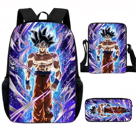 Three-piece set of backpack, crossbody bag and pen case, Dragon Ball printed backpack