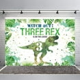 thumbnail image 1 of Three-rex Birthday Backdrop for Boys Dinosaur 3rd Birthday Green Leaf Background 3 Years Old Dinosaur Theme Party Decorations Banner Supplies Photo Booth Props, 1 of 4