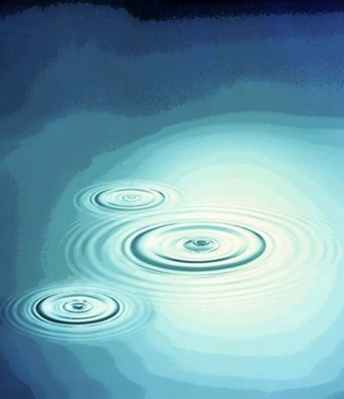Three rings in deep blue water with circle of light Canvas Art - Panoramic Images (21 x 24)
