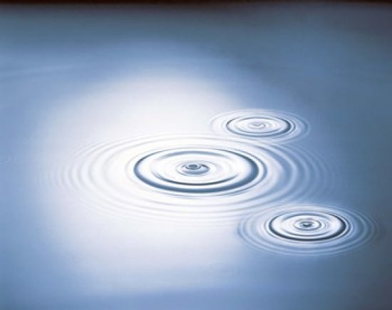 Three rings in grey tinted water with bright light Canvas Art - Panoramic Images (24 x 20)