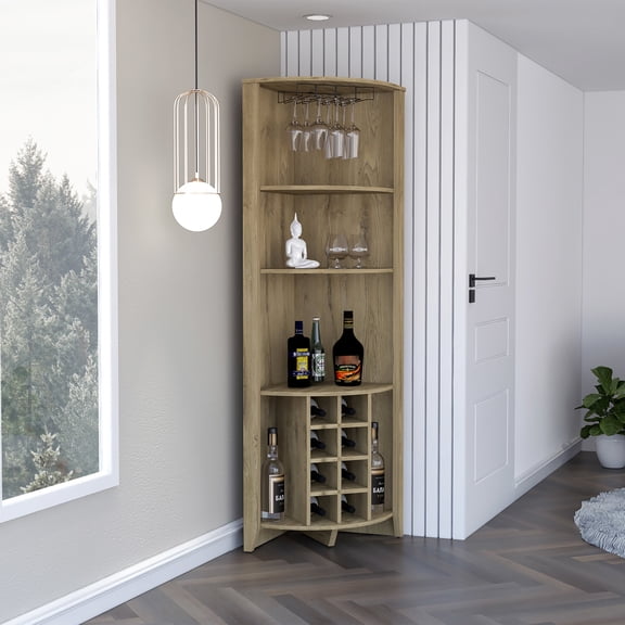 Three shelves, eight built - in wine rack | Ideal for dining room, modern storage solution