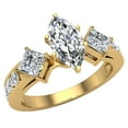 thumbnail image 1 of Three-stone Diamond Engagement Ring Marquise and Princess Cut Rings 18K Gold 1.40 CT TW (G,VS2), 1 of 5