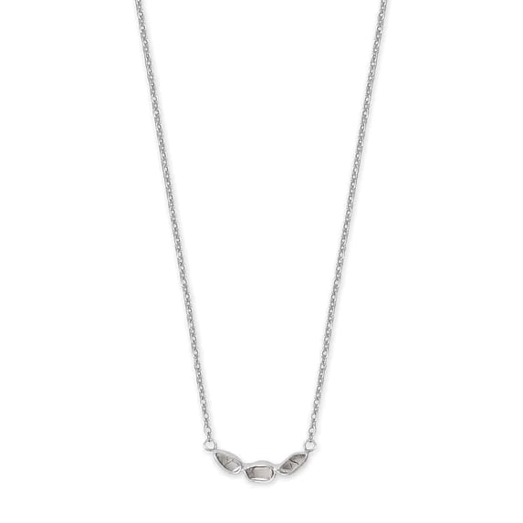 Three-stone Genuine Polki Diamond Necklace Rhodium on Sterling Silver Adjustable
