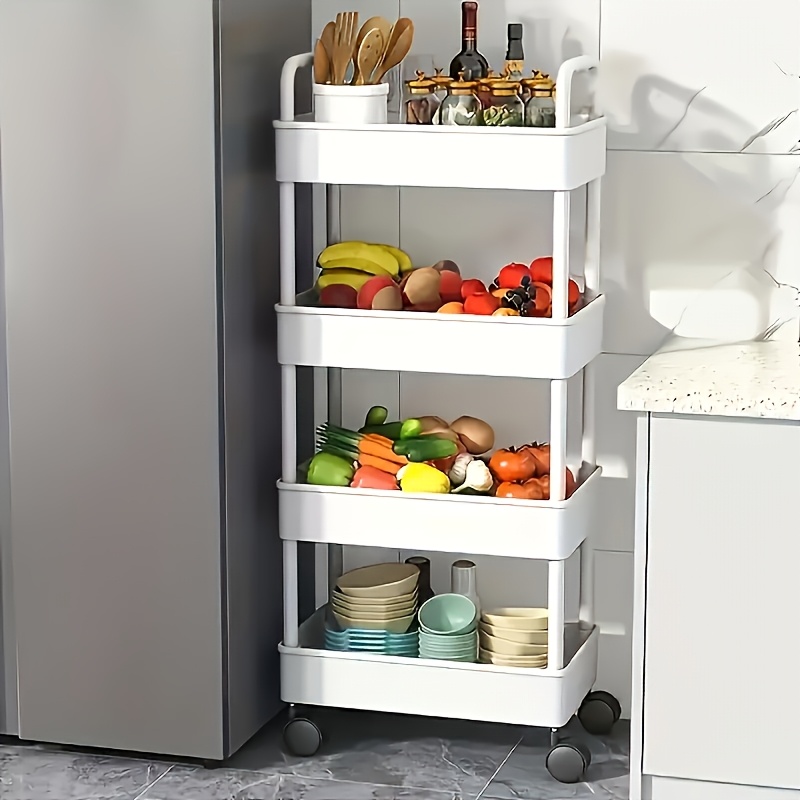 Three-tier/four-tie plastic rolling multi-purpose cart with handle ...