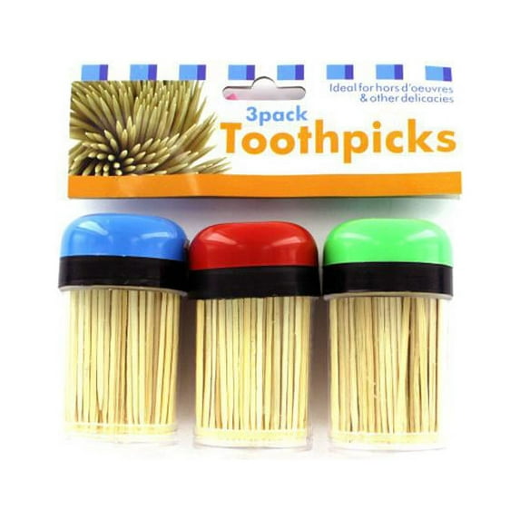 Three toothpick holders and toothpicks - Pack of 48