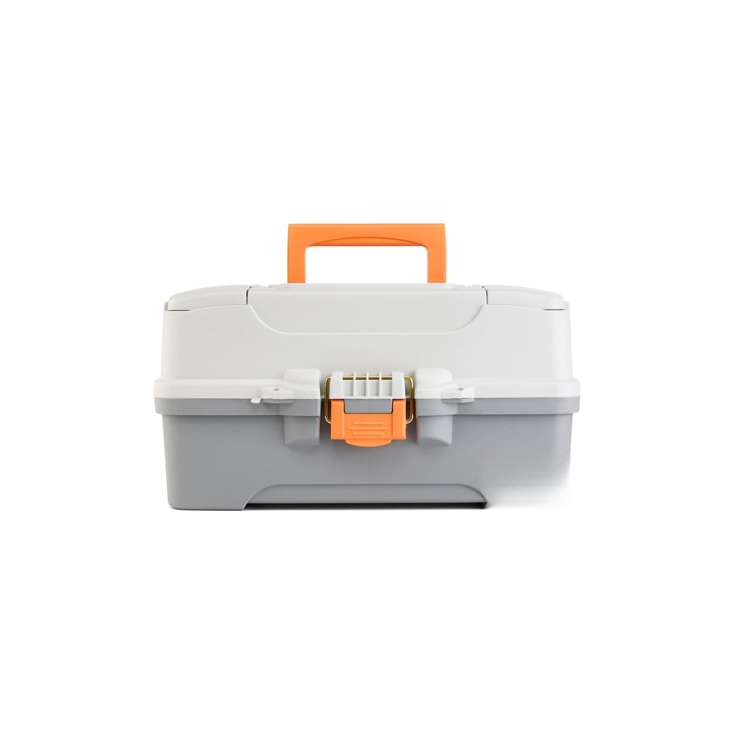 Three-tray Tackle Box  Light Grey/dark Grey Rust-proof Brass Latch Top-access Tray With Deep Storage Made In The Portable Fishing Gear Organizer