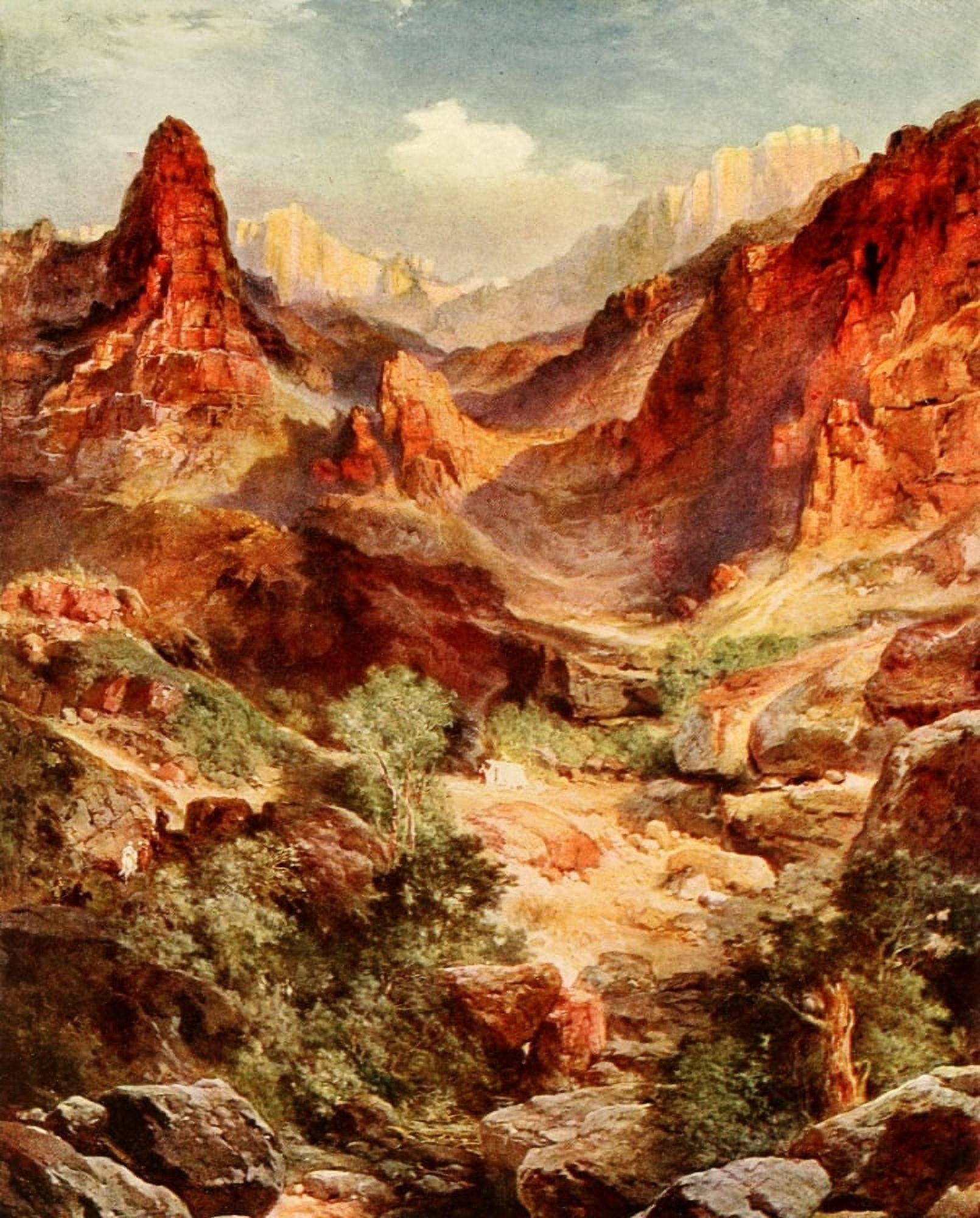 Three wonderlands of the American West 1912 Bright Angel Trail Grand Canyon Canvas Art - Thomas Moran (18 x 24)