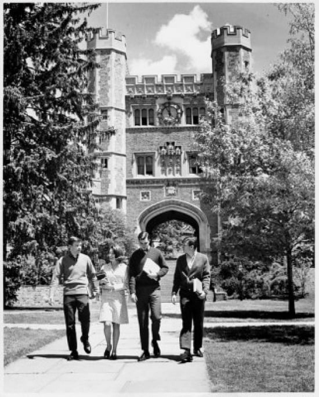 Three young men and a young woman walking in front of a university building Princeton University Princeton New Jersey USA Canvas Art - (18 x 24)