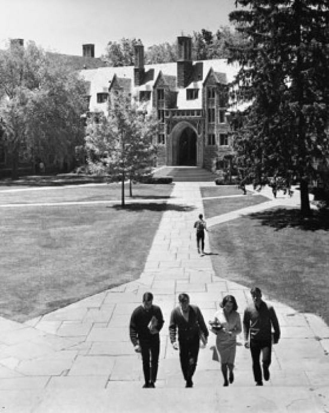 Three young men and a young woman walking up steps Holder Hall Princeton University Princeton New Jersey USA Canvas Art - (18 x 24)