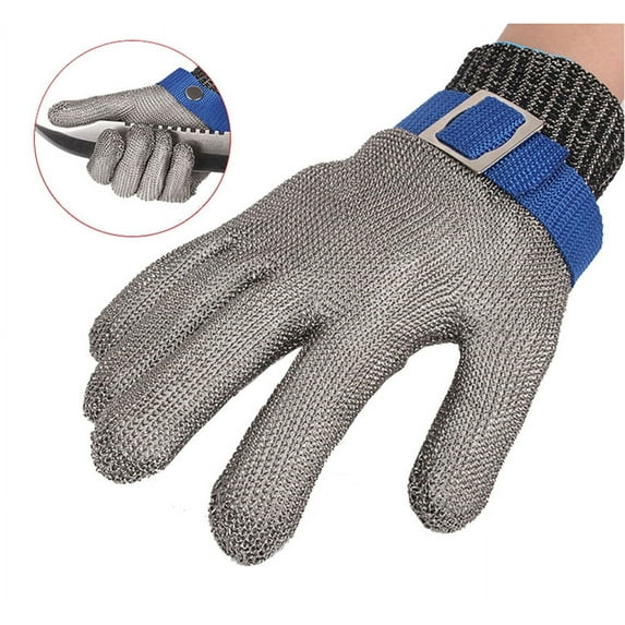 ThreeH Cut Resistant Gloves Stainless Steel 316L Wire Mesh Butcher Gloves Level 5 Protection Working Glove GL09 XS(One piece)