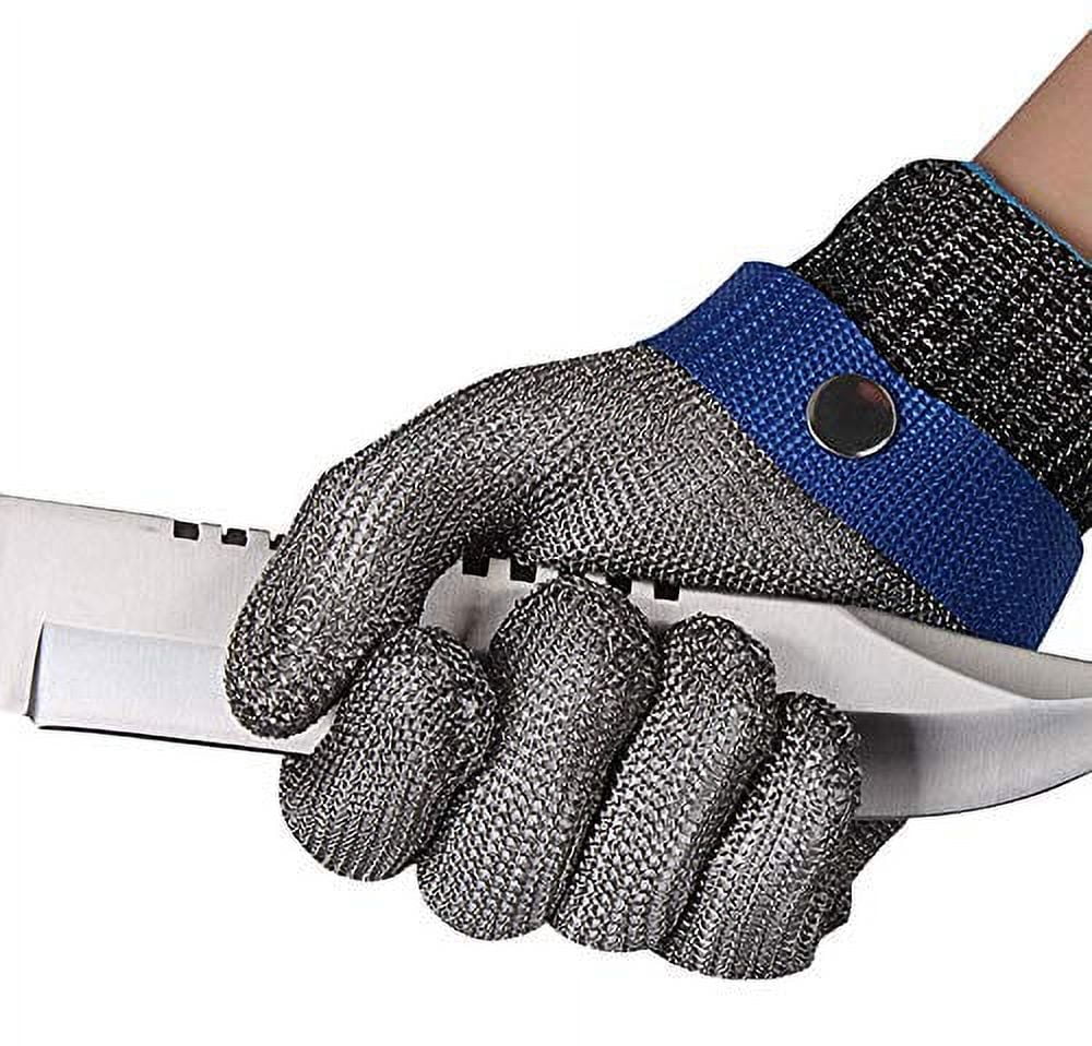 ThreeH Safety Protective Gloves Stainless Steel Mesh Gloves for Cutting Oyster Shucking Work Gloves GL09 M(One piece)