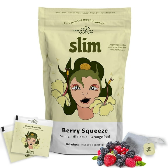 Threee Slim Tea Weight Loss Tea For Women, Berry Slimming Tea, 30 Tea Bags