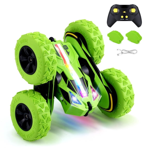 Threeking Remote Control Flip Stunt Car Double Sided Driving Toys Gifts, Durable RC Cars with Breathing Soft Lights for Boys Girls Ages 6-12