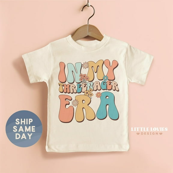 In My Threenager Era Toddler Shirt, Happy 3Rd Birthday Party Shirt, Funny Shirt For Kids, Birthday Boy & Girl Graphic Tee, TODDLER SHORT SLEEVE TEE BELLA CANVAS 3001T