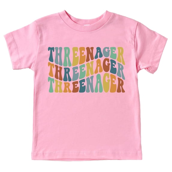 Threenager Groovy Adorable 3rd Birthday Shirt for Infant Baby Toddler Girls and Boys Third Birthday Outfit Pink Shirt 3T
