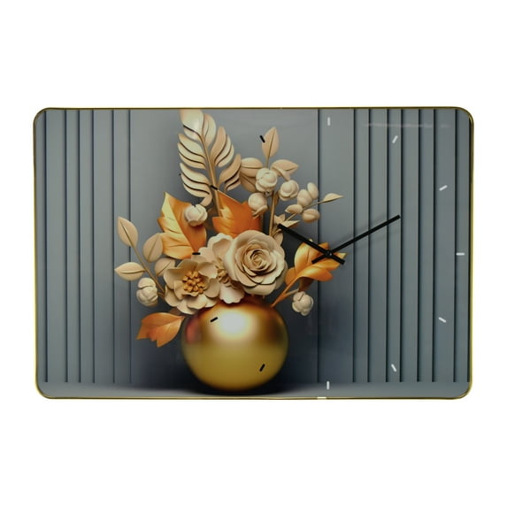 Threestar 24" Inch Grey and Brown Floral Wall Clock