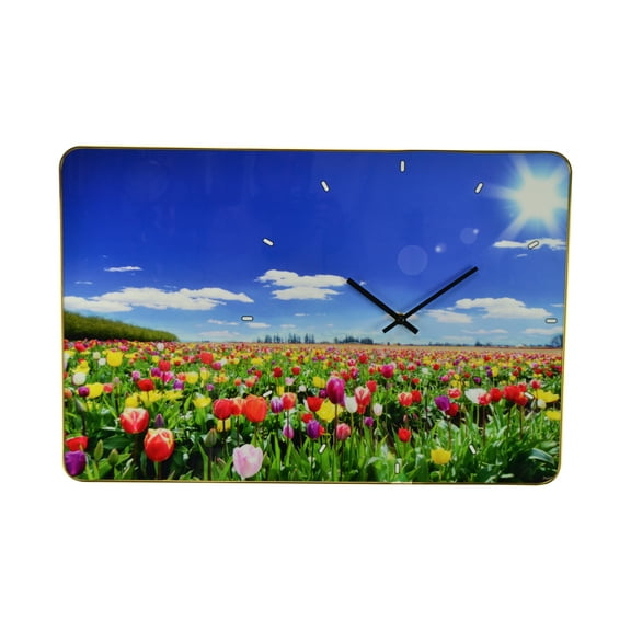 Threestar 24" Inch Multicolor Floral Field Wall Clock
