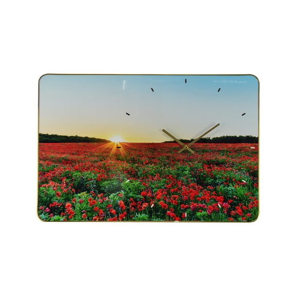 Threestar 24" Inch Red Poppy Floral Field Wall Clock