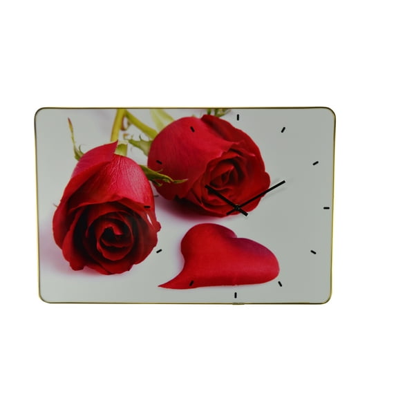 Threestar 24" Inch Red Rose Wall Clock