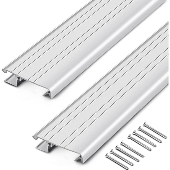 Threlaco 2 Pack x 36 Inch Exterior Door Sill Threshold Extender Strip Mill Aluminum Snap Fit Building Suitable for Window Floor Vinyl Mat Edge (Sliver)