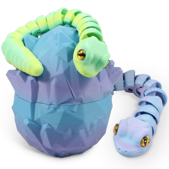 Thren 3D Printed Snake Egg with Snake Inside Decorative 3D Printed Snake Egg Set Includes Two 3D Printed Snake Models with Flexible Joints for Home and Desk Decor