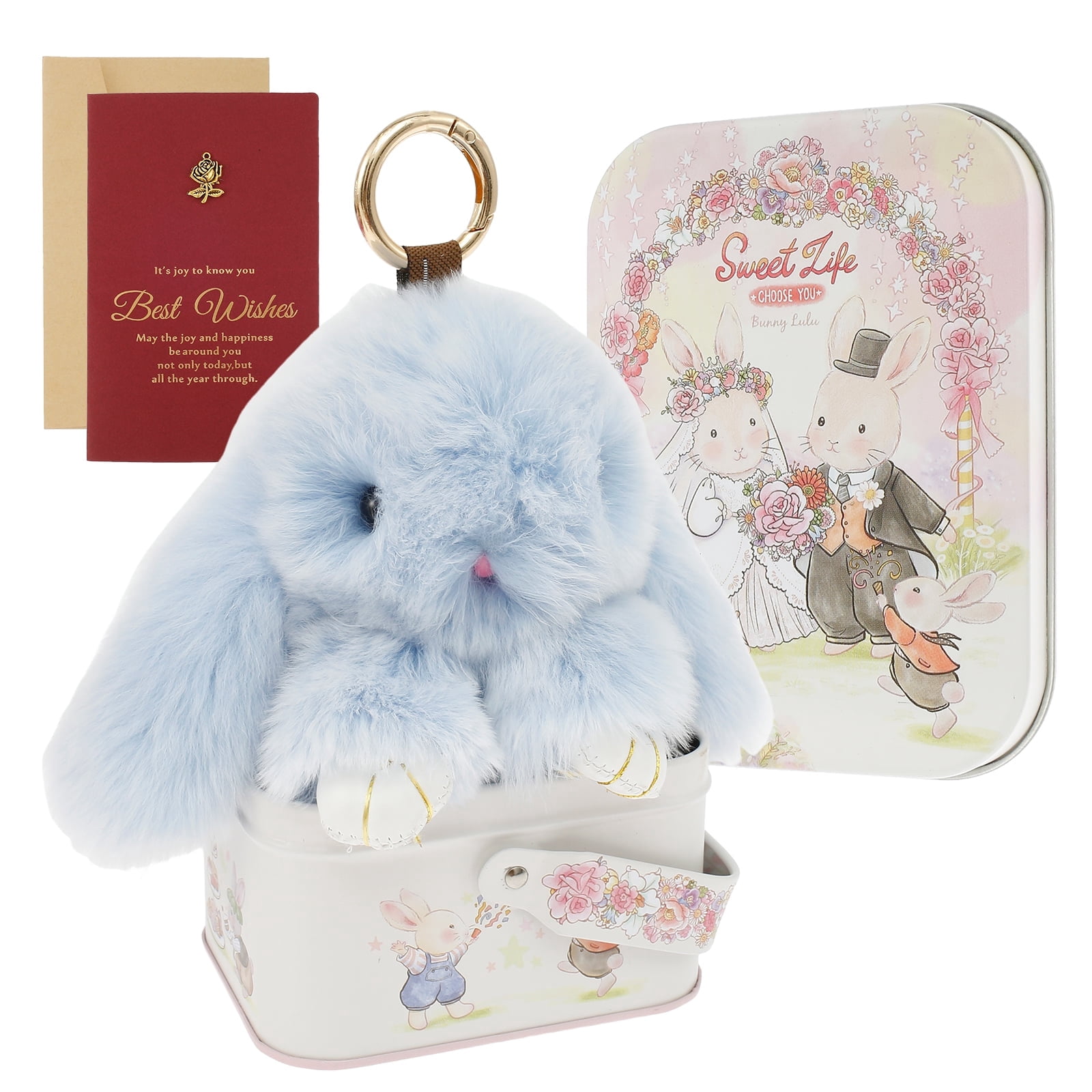 Thren Bunny Key Chain Portable Keychain With Exquisite Box Soft Fluffy Bunny Keychain Portable Fluffy Rabbit Key Chain Versatile Bunny Pompom Key Chain for Women