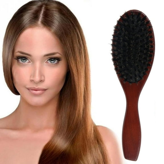 Tzgsonp Hair Brush Natural Boar Bristle Brush with Wooden Handle for Long Thick Thin Curly Dry Or Damaged Hair Improve Healthy Shiny Growth and Reduce Frizz Great for Men Women Kids