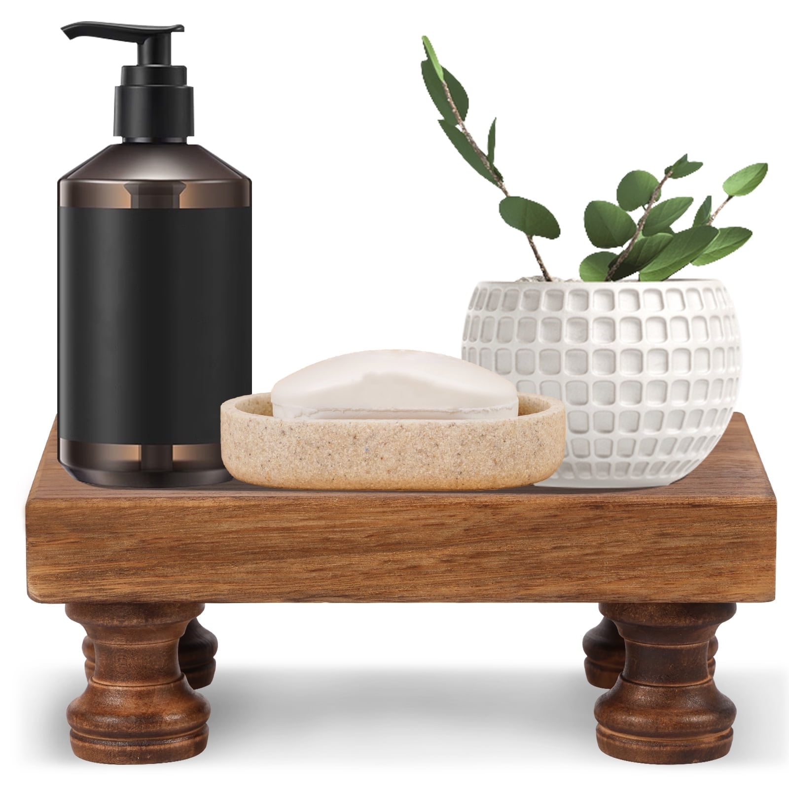 Lzvxtym Wooden Riser for Display Decorative Wood Pedestal Stand Multipurpose Wooden Riser Decorative Tray Practical Wood Pedestal Display Stand for Bathroom Kitchen Countertop