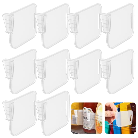 Threns 10 Pcs Adjustable Clear Fridge Divider Set,Retractable Fridge Door Organizer Clip,Space-Saving Kitchen Organization Shelf Separators for Refrigerator Door Sauce Separation
