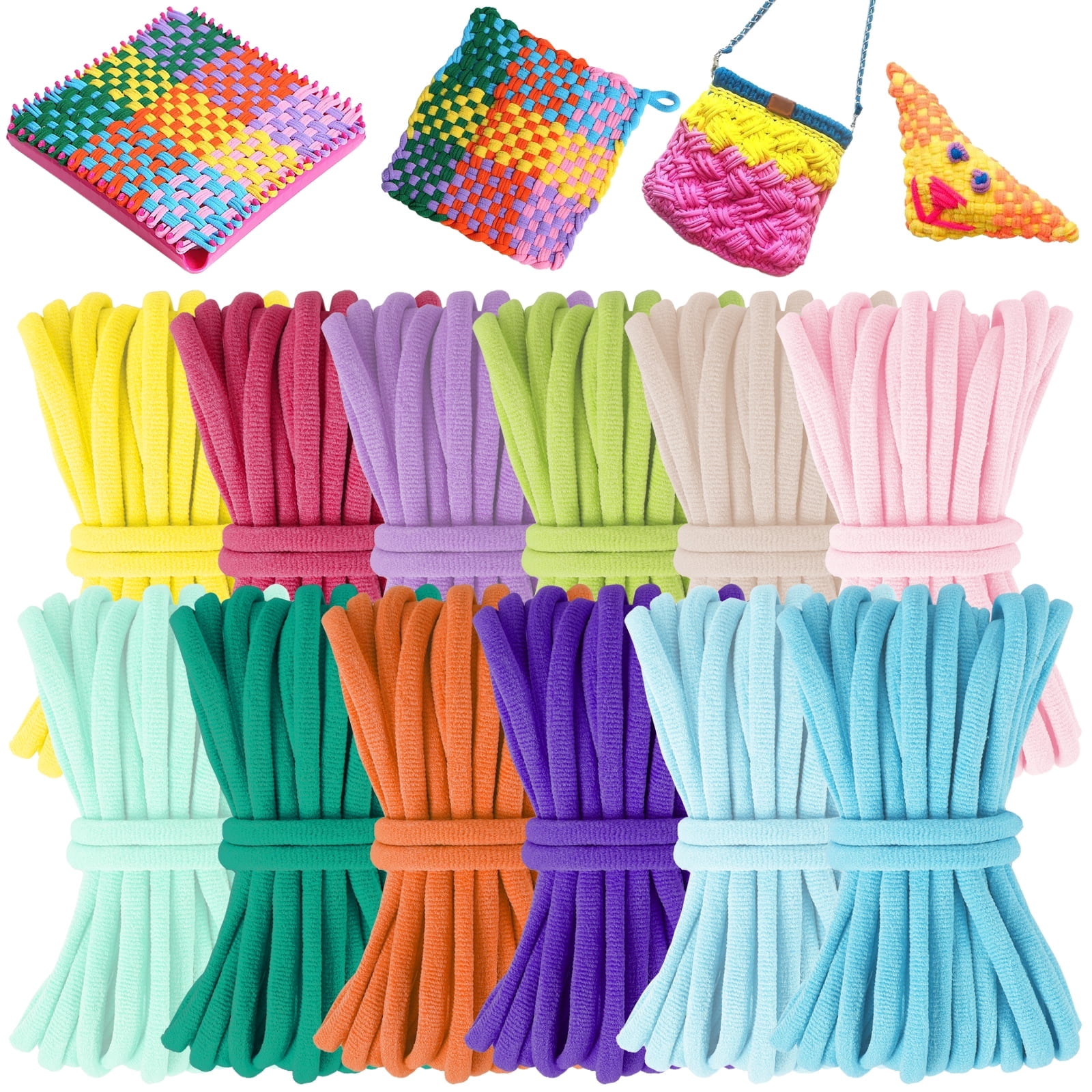 Threns 1000Pcs Refill Loops for 7-Inch Weaving Loom,12 Color Loom Loops for Potholder Making,Durable Nylon Craft Bands for Kids Adults DIY Projects