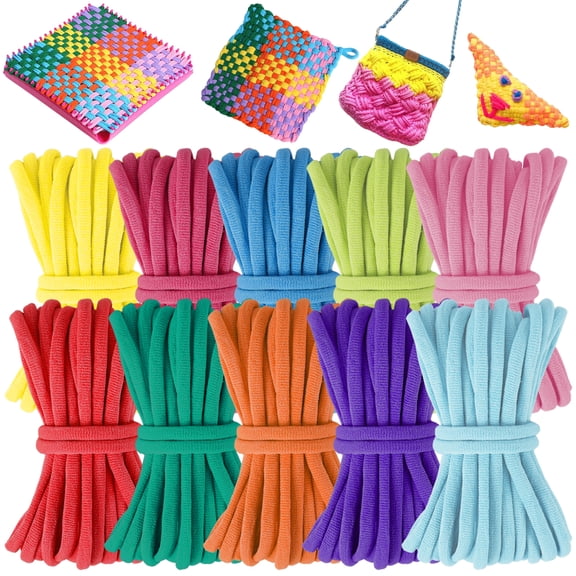 Threns 1000Pcs Refill Loops for 7 inch Weaving Loom,10 Color Loom Loops for Potholder Making,Durable Nylon Craft Bands for Kids Adults DIY Projects