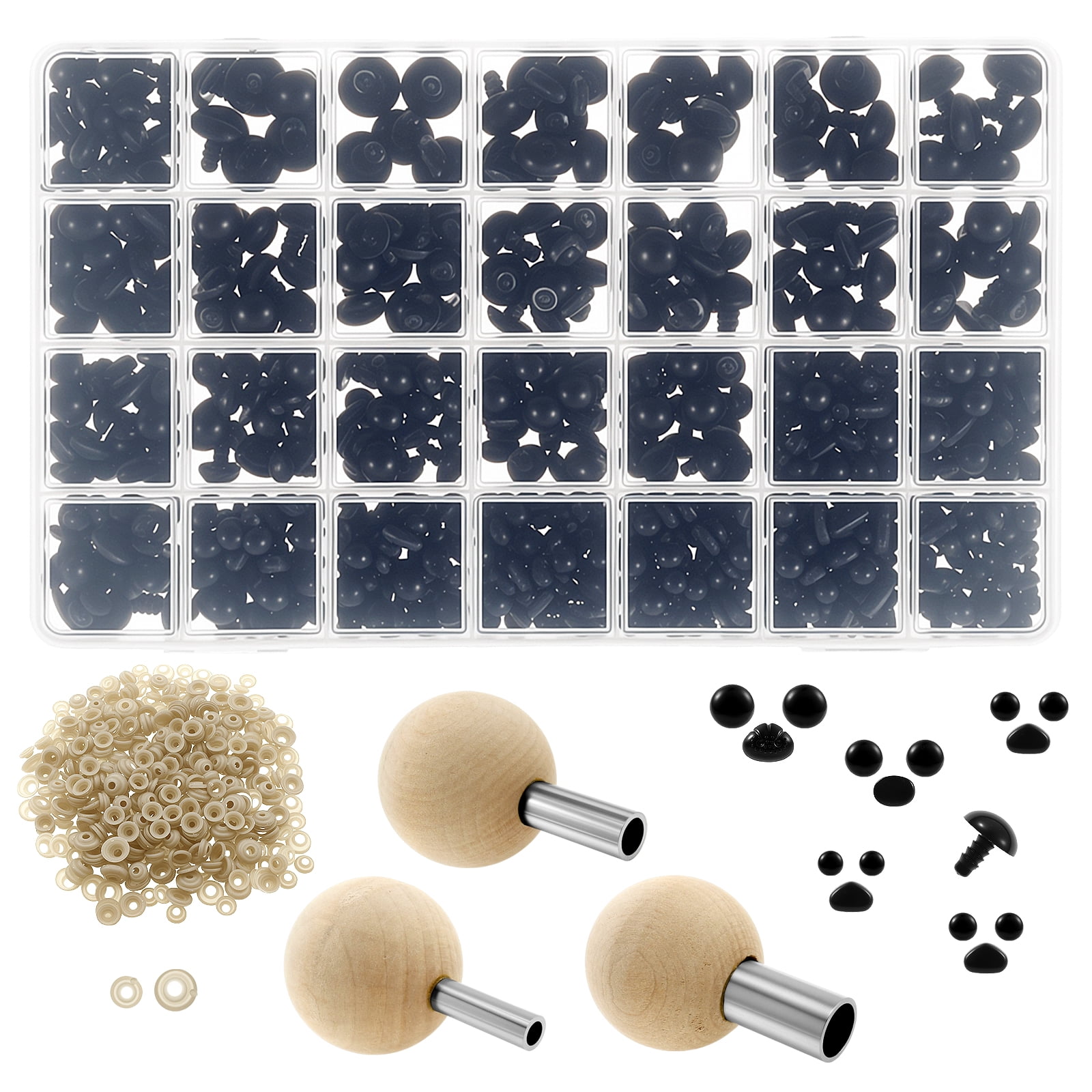 Threns 1003Pcs Plastic Safety Eye and Nose Precise Positioning Craft Doll Eye Set Effortless Pressing Doll Safety Nose Washer for Plush Toy